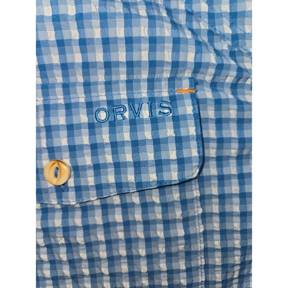 Orvis Mens Blue Checkered Long Sleeve Shirt XL Active Fit Roll-Tab Sleeve - Picture 6 of 8